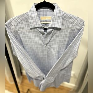 Michael Kors Men's Slim Fit Button-Down Shirt - Size M - Blue Checker-Like New